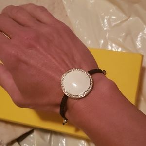 Adjustable white rhinestone pendant bracelet